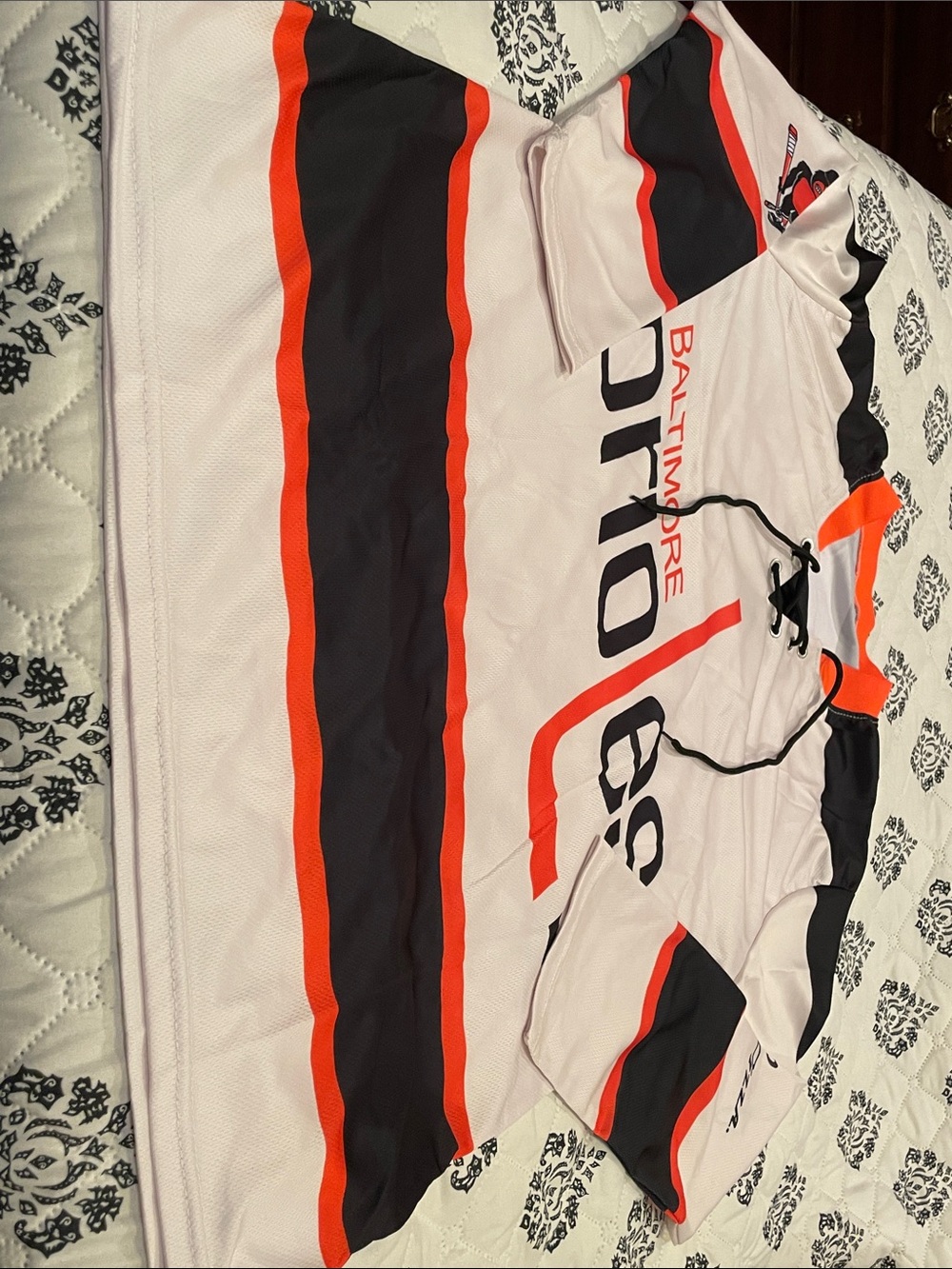 🌟New-Baltimore Orioles Hockey Jersey - White with Black & Orange Stripes🌟